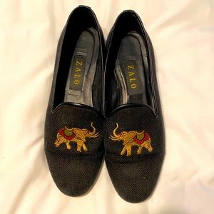 Zalo Needlepoint Loafers with Elephant Embroidery
